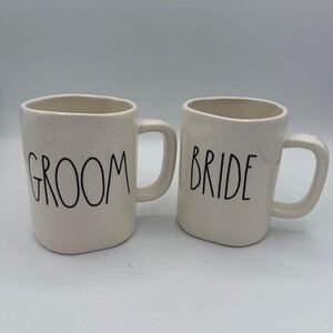 Bride & Groom Coffee Mug Cups Rae Dunn Artisan Collection Wedding Gift‎